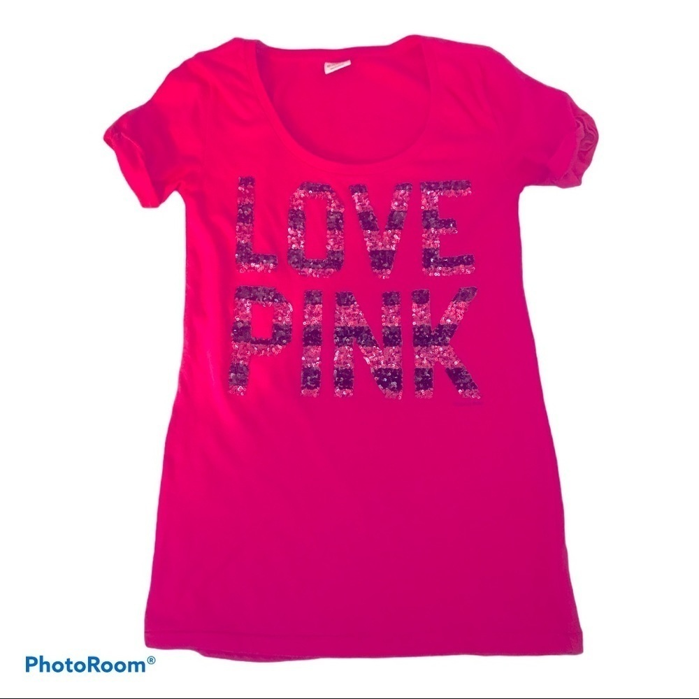 Pink VS scoop neck hot pink tee Sz S